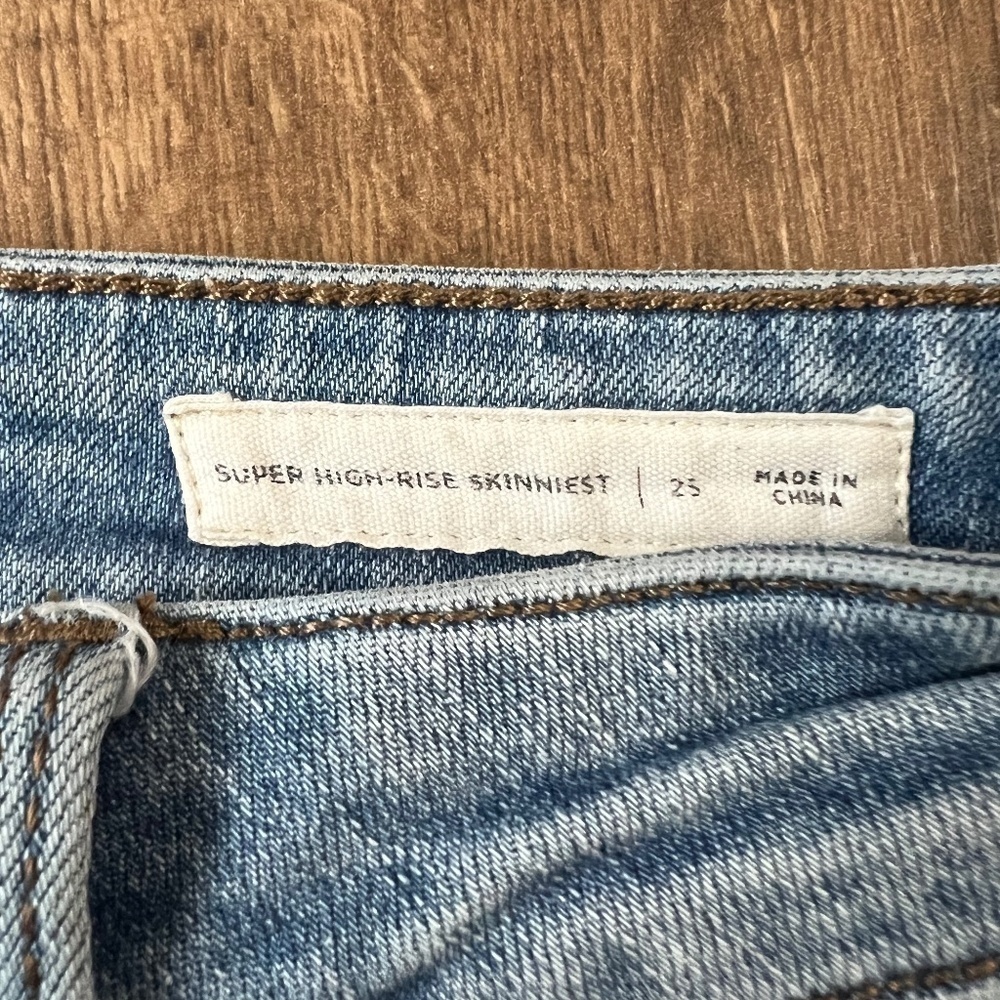 PacSun Super High Rise Skinny Button Fly with Knee Patches Sz 25 - Picture 6 of 10